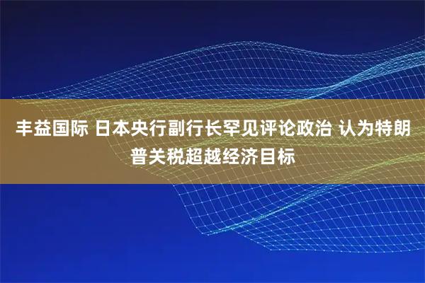 丰益国际 日本央行副行长罕见评论政治 认为特朗普关税超越经济目标